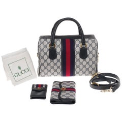 Ensemble Gucci Ophidia : Sac à bandoulière:: portefeuille:: porte-cigarettes en toile bleu marine