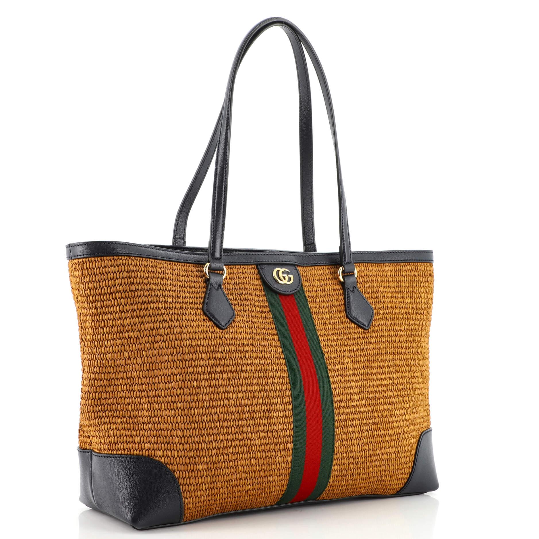 Gucci Ophidia Shopping Tote Straw Medium at 1stDibs | gucci straw tote ...