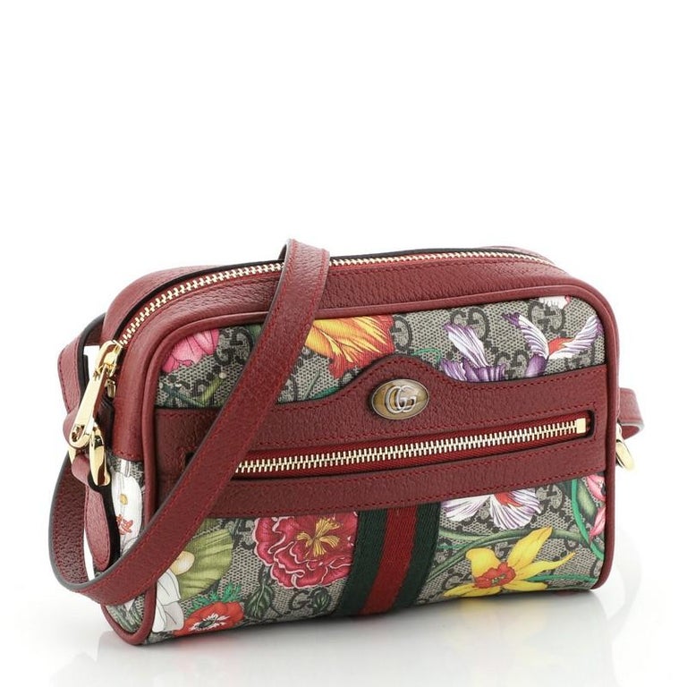 Gucci Ophidia Shoulder Bag Flora GG Coated Canvas Mini at 1stDibs