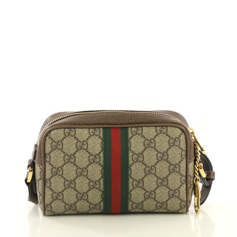 Brown Gucci Ophidia Shoulder Bag GG Coated Canvas Mini