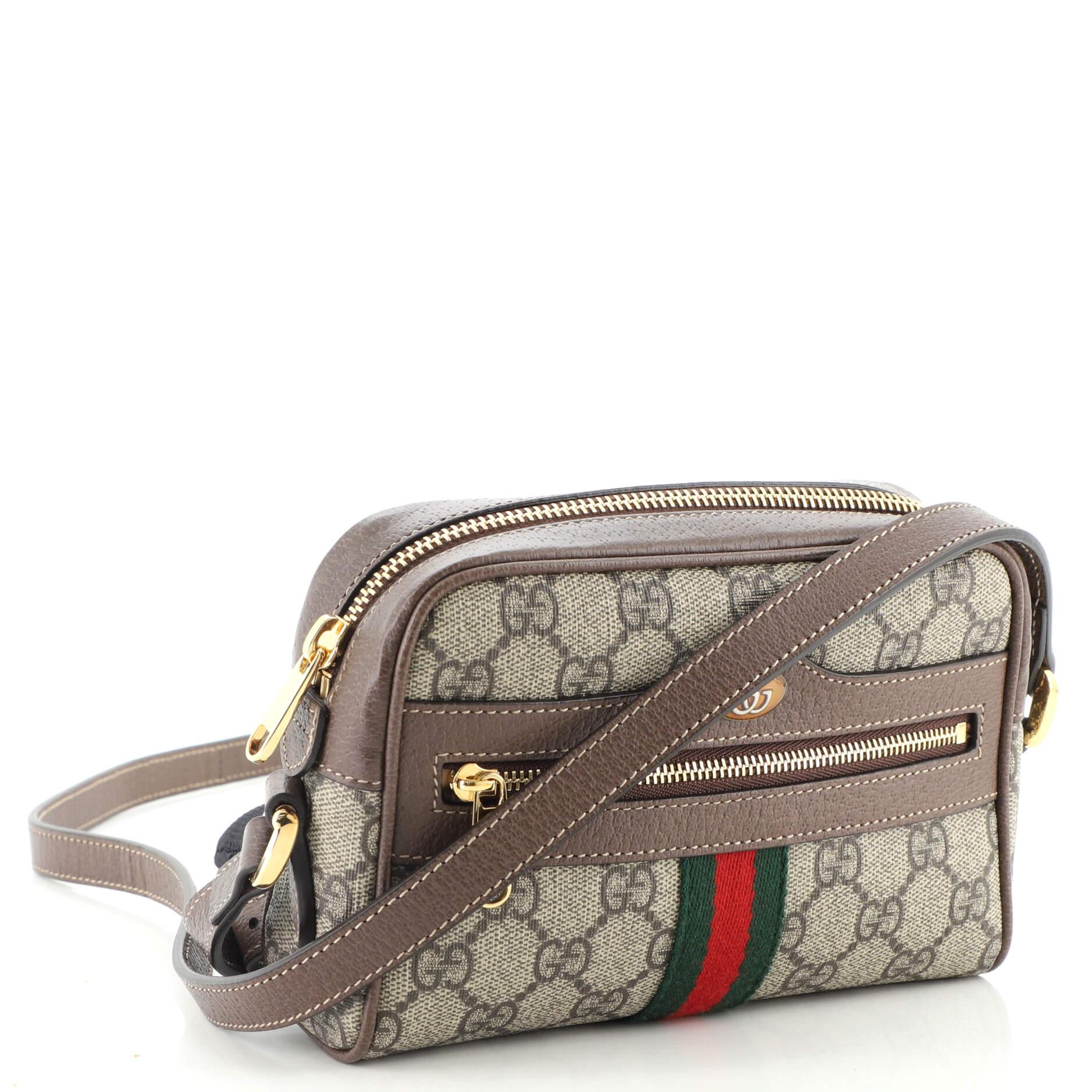 Gray Gucci Ophidia Shoulder Bag GG Coated Canvas Mini