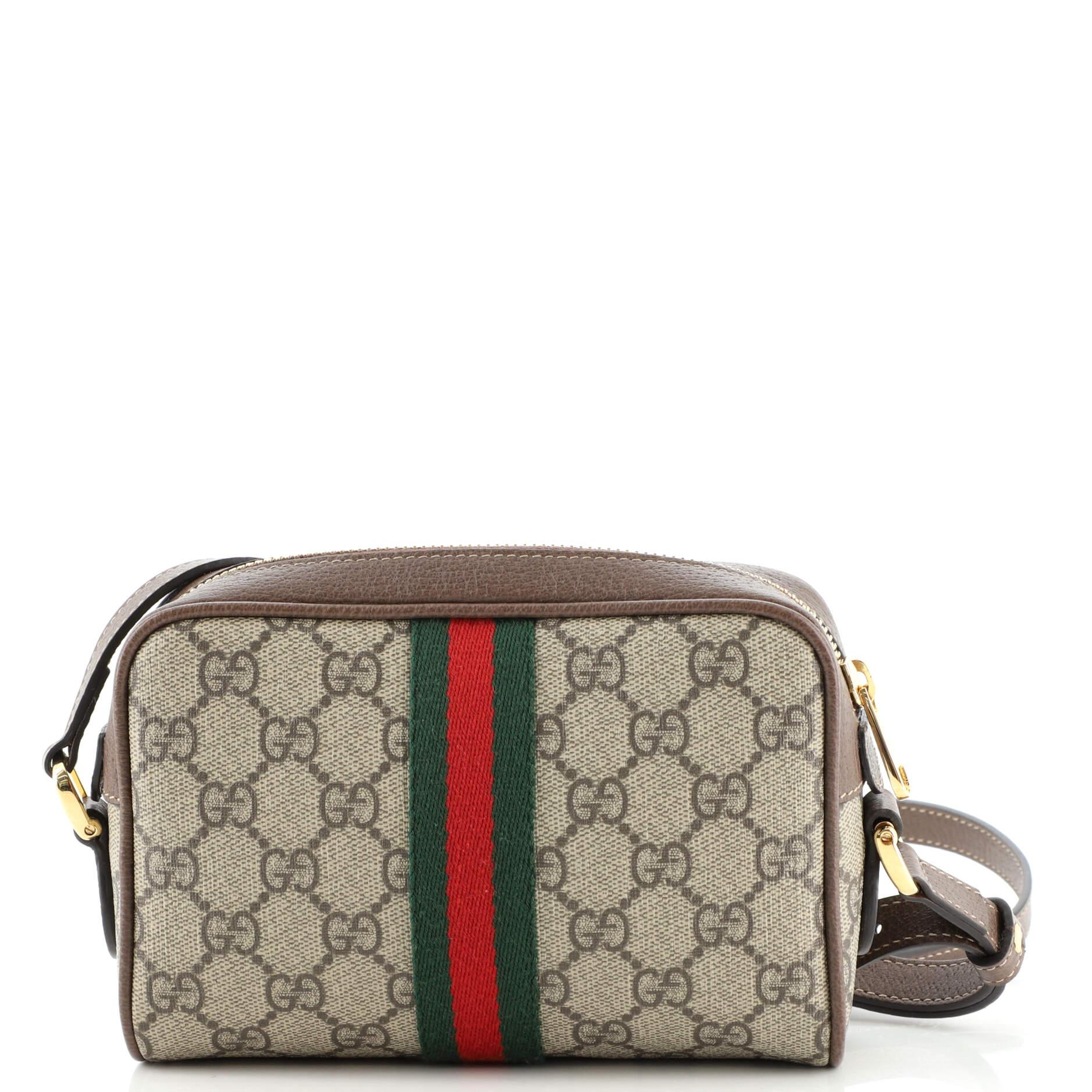 Gray Gucci Ophidia Shoulder Bag GG Coated Canvas Mini