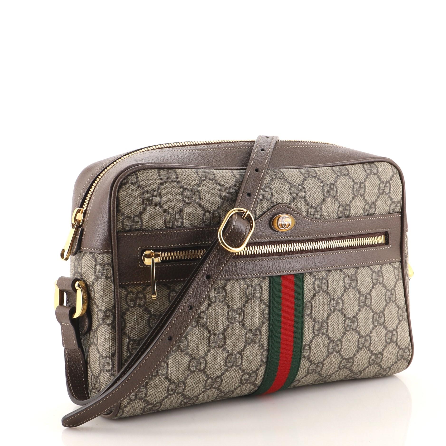 Gucci Ophidia Umhängetasche GG aus beschichtetem Segeltuch Klein (Grau)