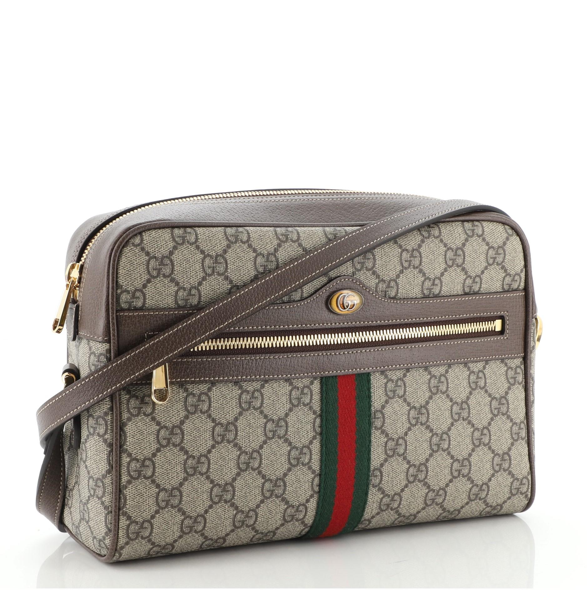 Gray Gucci Ophidia Shoulder Bag GG Coated Canvas Small