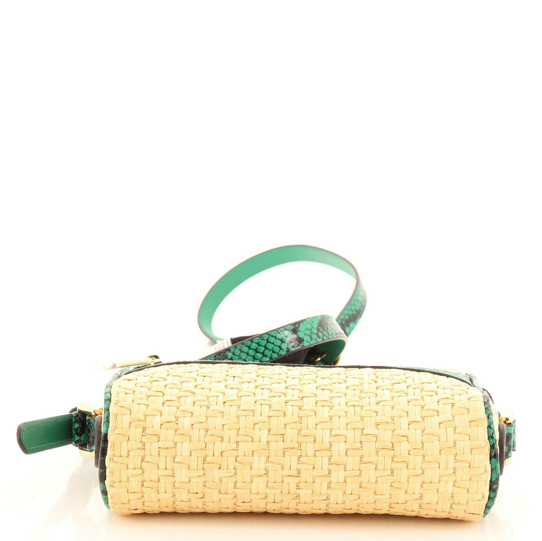 Gucci Ophidia Shoulder Bag Raffia with Snakeskin Mini In Good Condition In NY, NY