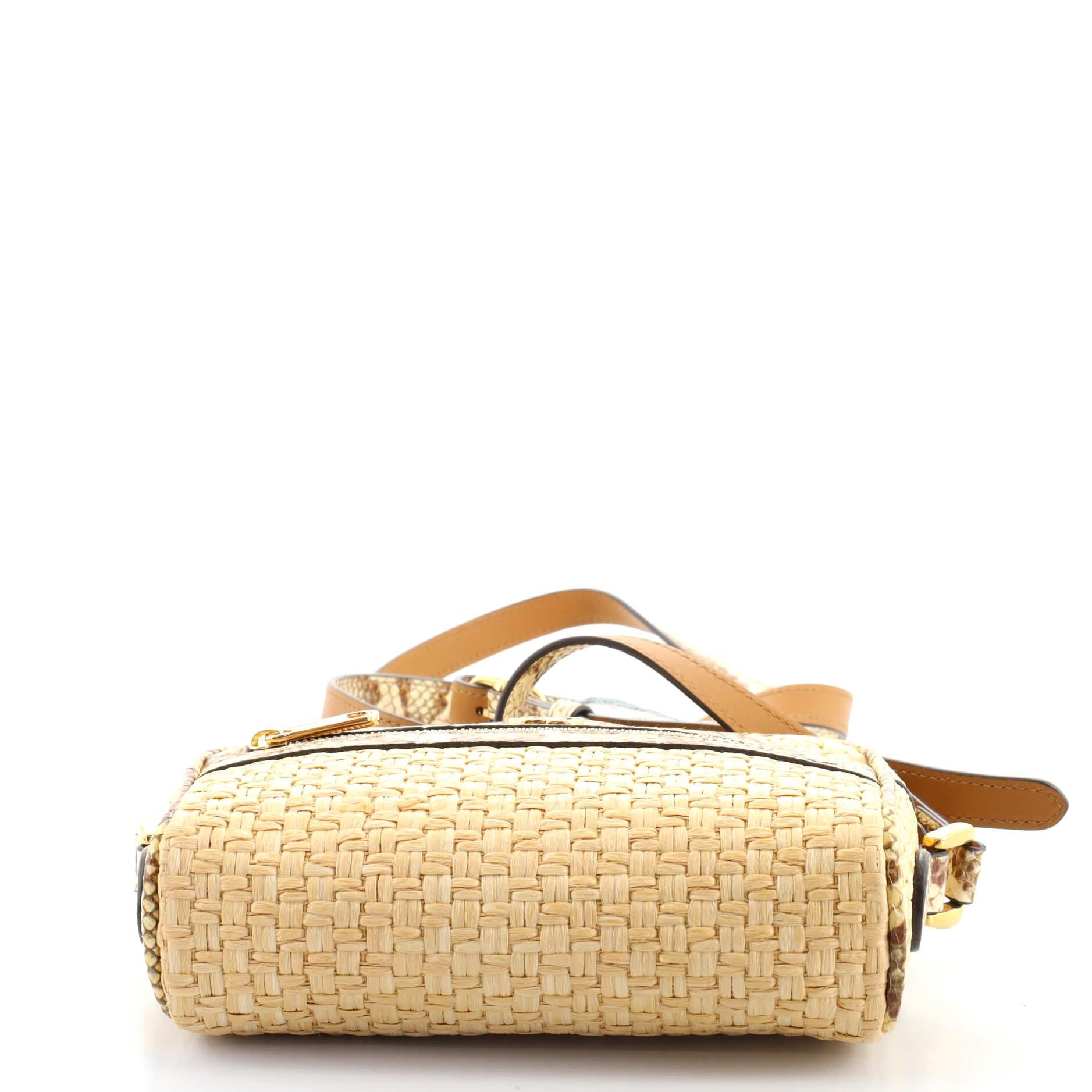 Gucci Ophidia Shoulder Bag Raffia with Snakeskin Mini In Good Condition In NY, NY