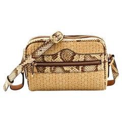 Gucci Ophidia Shoulder Bag Raffia with Snakeskin Mini