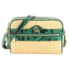 Gucci Ophidia Shoulder Bag Raffia with Snakeskin Mini