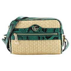 Gucci Ophidia Shoulder Bag Raffia with Snakeskin Mini