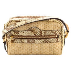 Gucci Ophidia Shoulder Bag Raffia with Snakeskin Mini