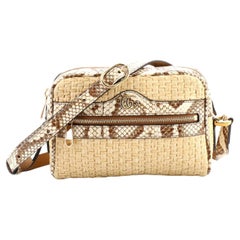 Gucci Ophidia Shoulder Bag Raffia with Snakeskin Mini