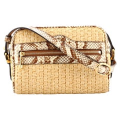 Gucci Ophidia Shoulder Bag Raffia with Snakeskin Mini