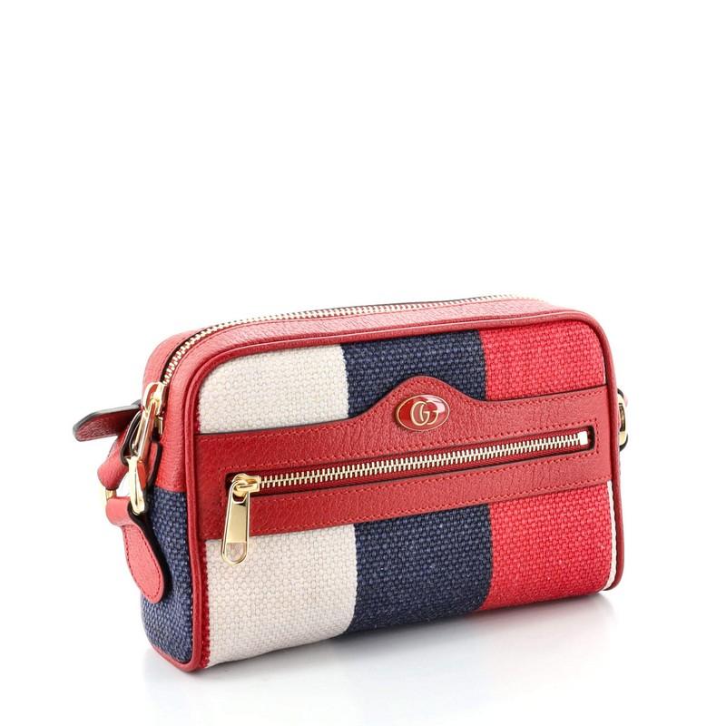 Red Gucci Ophidia Shoulder Bag Striped Canvas Mini