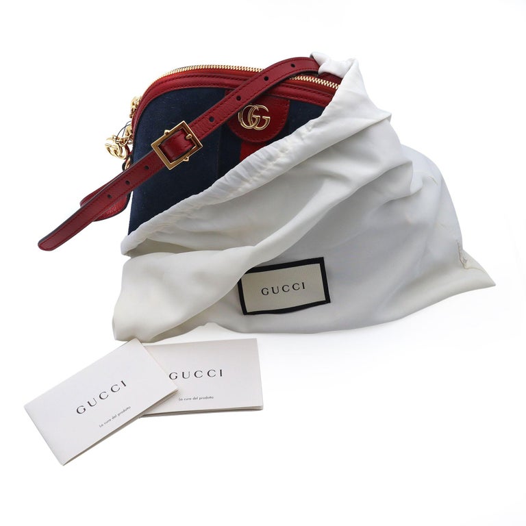 Gucci Ophidia Small Blue and Red Suede Shoulder Bag 499621 at 1stDibs