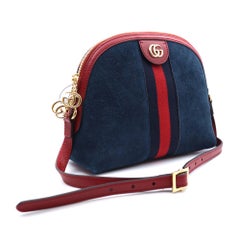 Gucci Ophidia Small Blue and Red Suede Shoulder Bag 499621
