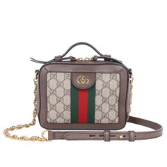 Gucci Ophidia kleine Crossbody-Tasche mit Web Brown