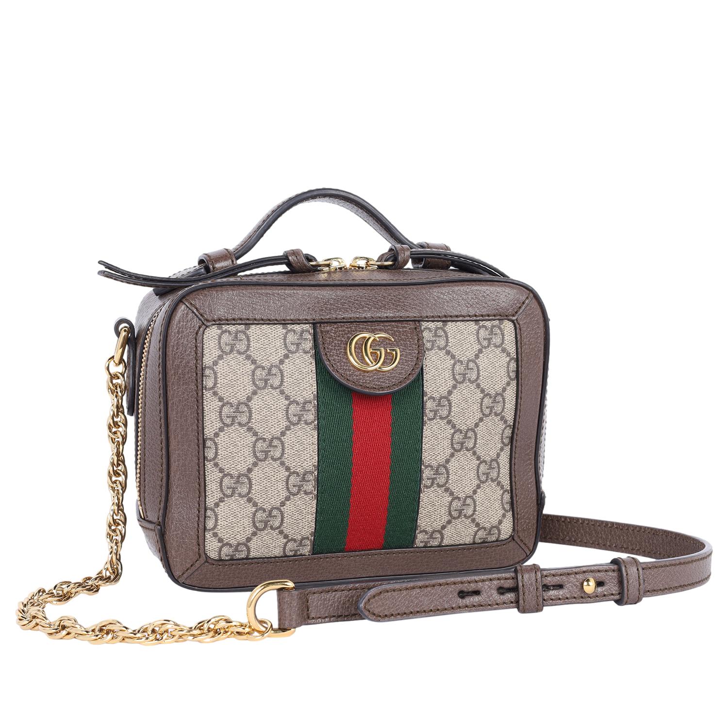 Gray Gucci Ophidia small crossbody bag with Web Brown
