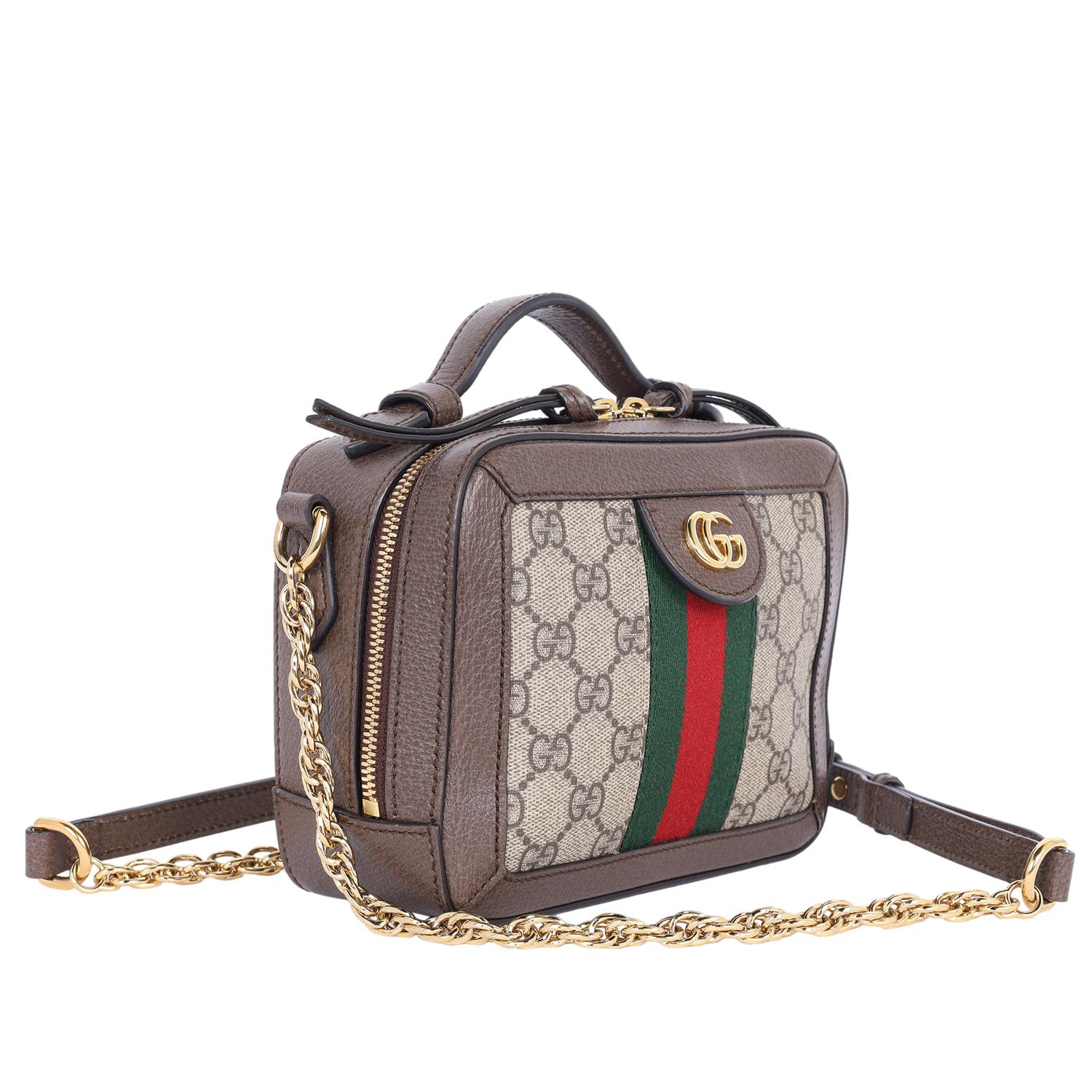 Gucci Ophidia small crossbody bag with Web Brown In Good Condition In Salt Lake Cty, UT