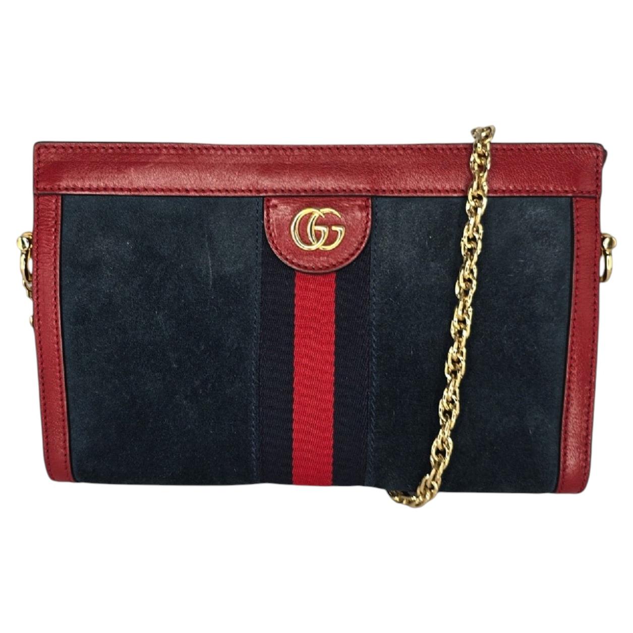 Gucci Ophidia Kleine Umhängetasche aus Wildleder mit Lederkette