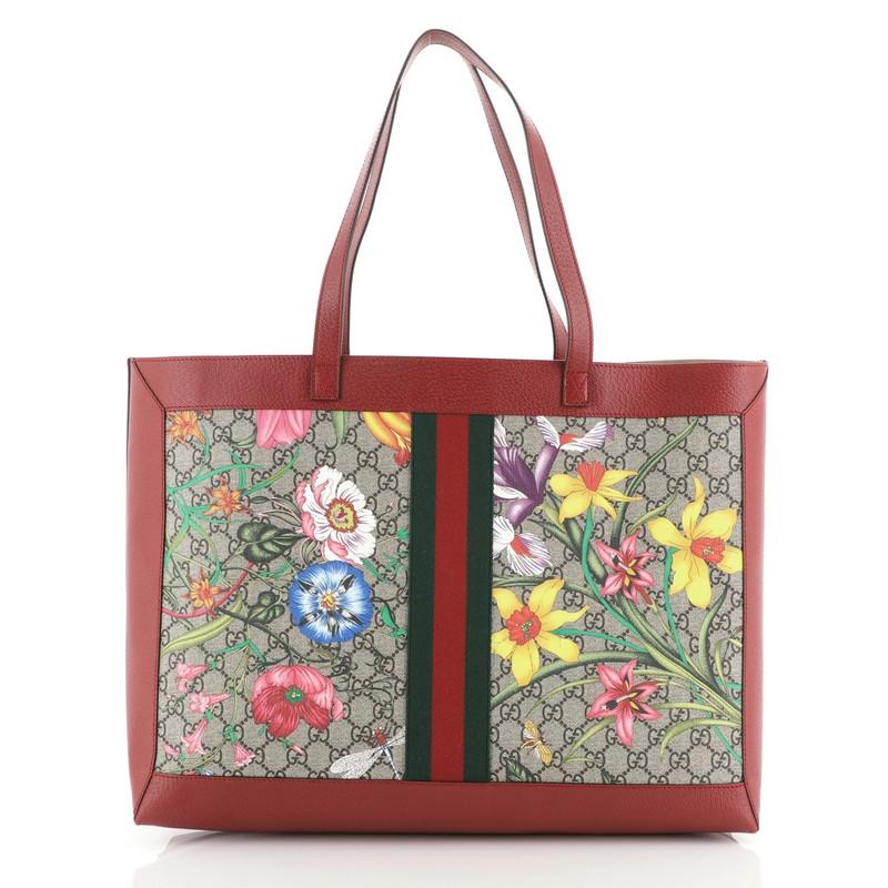 Gucci Ophidia Soft Open Tote Flora GG Coated Canvas East West at 1stDibs