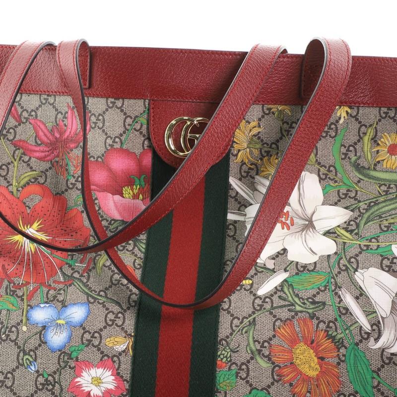  Gucci Ophidia Soft Open Tote Flora GG Coated Canvas East West 2