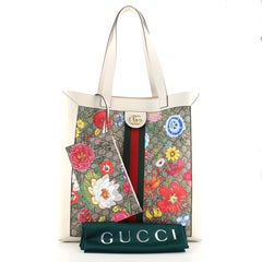 Gucci Ophidia Soft Open Tote Flora GG aus beschichtetem Segeltuch groß