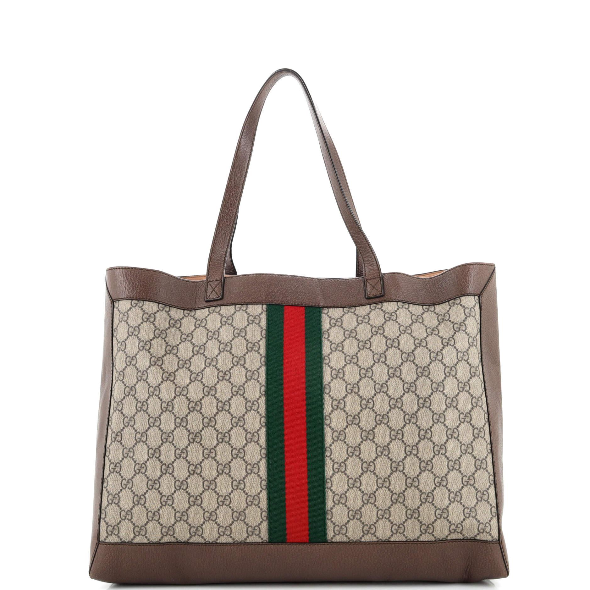 Women's Gucci Ophidia Soft Open Tote GG Coated Canvas East West For Sale