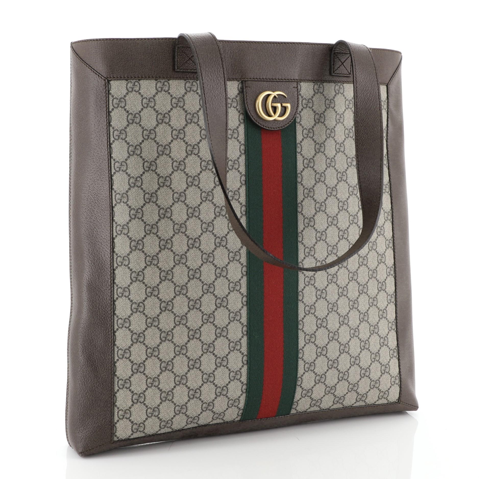 Gray Gucci Ophidia Soft Open Tote GG Coated Canvas Large 