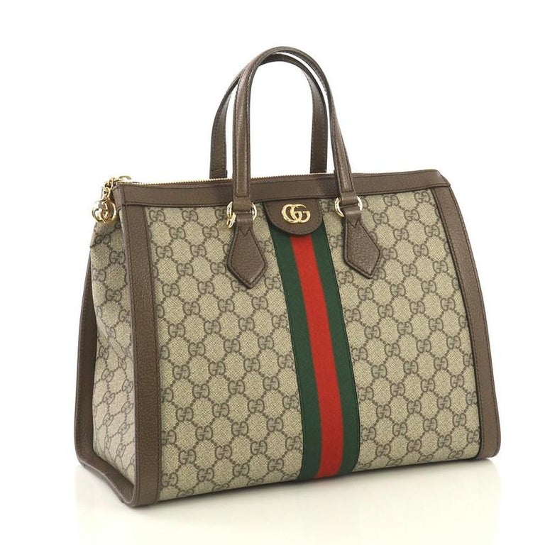 Gucci Ophidia Top Handle Bag GG Coated Canvas Medium For Sale at 1stdibs