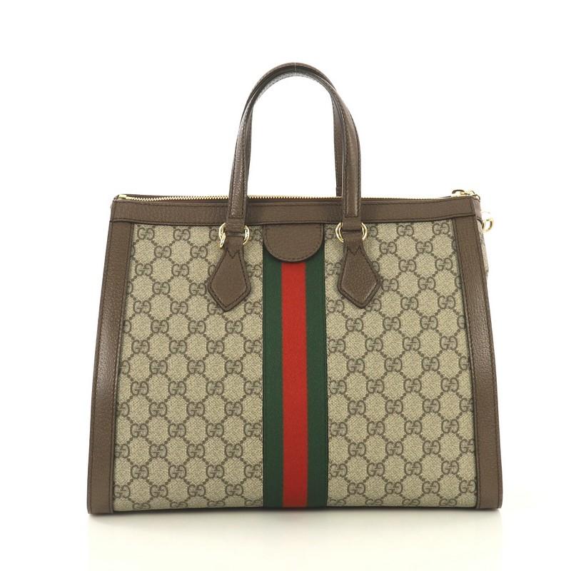 Gucci Ophidia Top Handle Bag GG Coated Canvas Medium In Excellent Condition In NY, NY