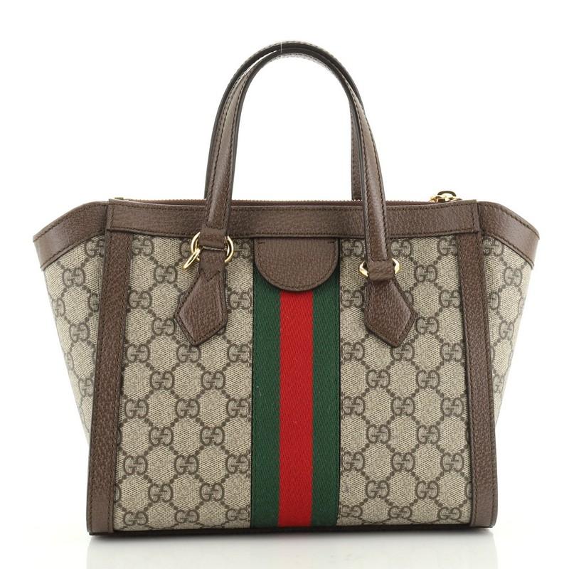 Gray Gucci Ophidia Top Handle Bag GG Coated Canvas Small