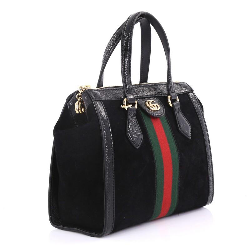 Black Gucci Ophidia Top Handle Bag Suede Small