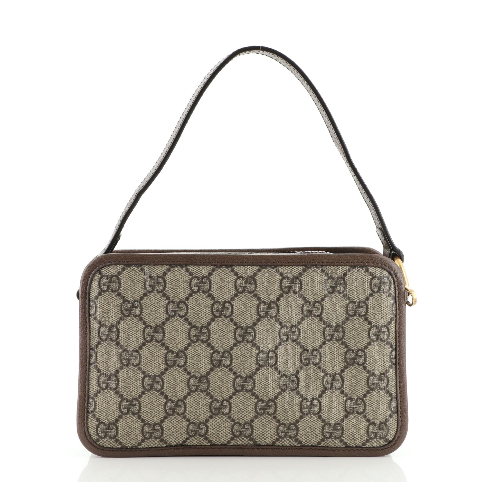 Gucci Ophidia Top Handle Kameratasche GG aus beschichtetem Segeltuch (Braun)