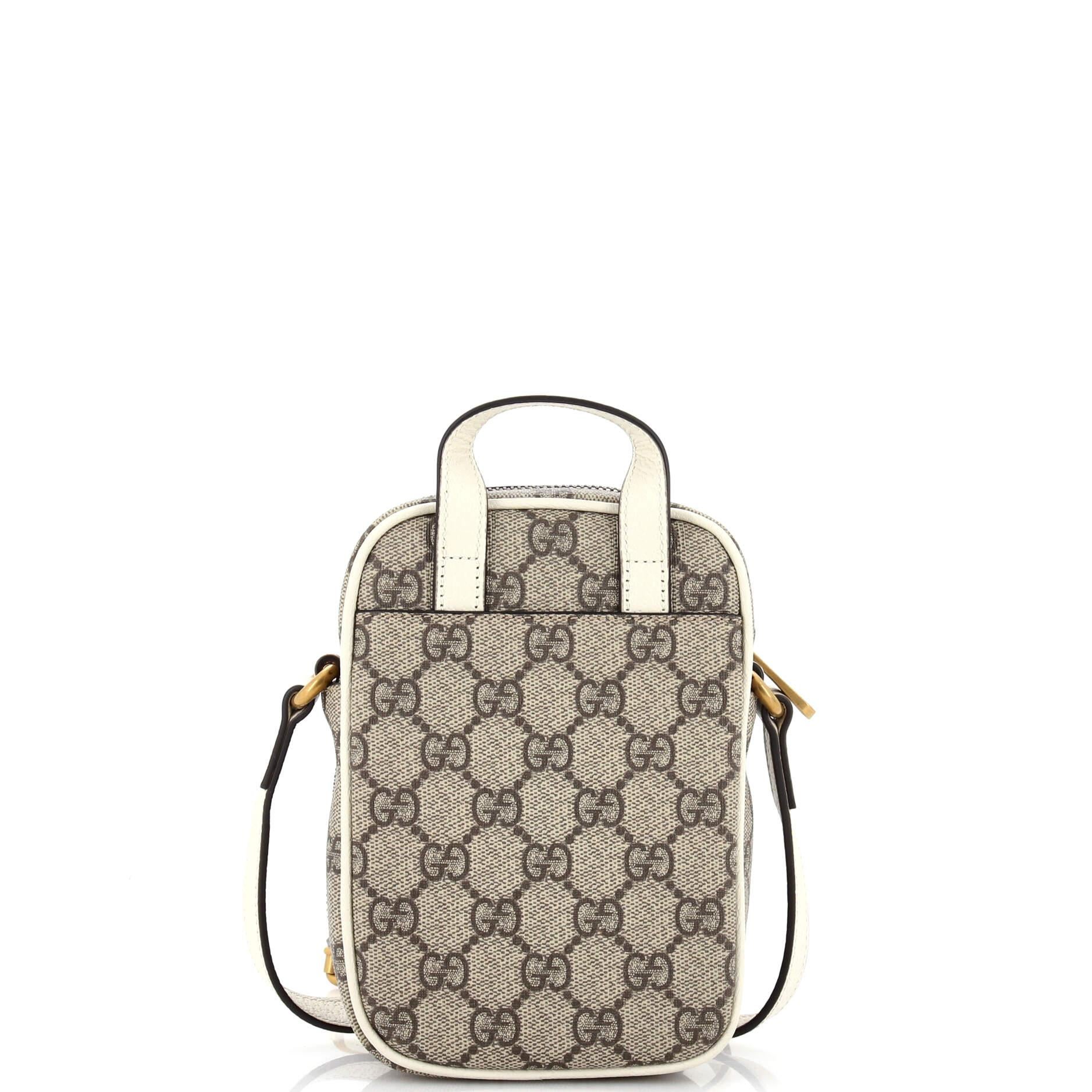 Gucci Ophidia Top Handle Crossbody Bag GG Coated Canvas Mini In Good Condition In NY, NY
