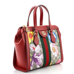 Gucci Ophidia Top Handle Tote Flora GG aus beschichtetem Segeltuch klein