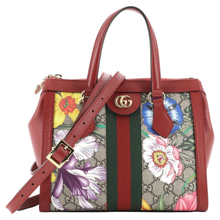 Gucci Ophidia Top Handle Tote Flora GG Coated Canvas Small For Sale at ...