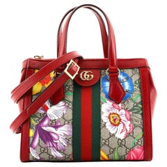 Gucci Ophidia Top Handle Tote Flora GG Coated Canvas Small