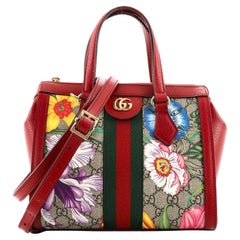 Gucci Ophidia Top Handle Tote Flora GG Coated Canvas Small