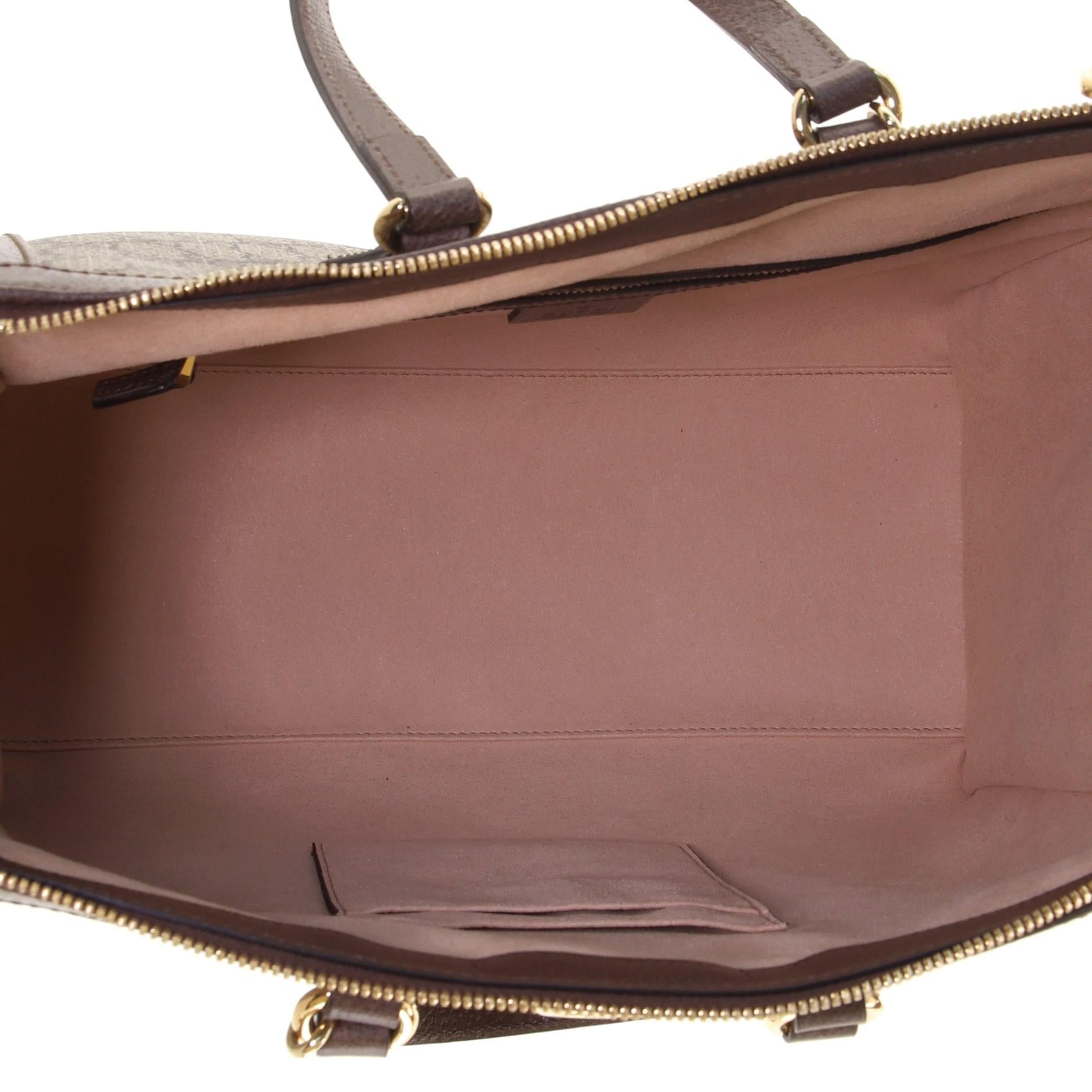 Gray Gucci Ophidia Top Handle Tote GG Coated Canvas Medium