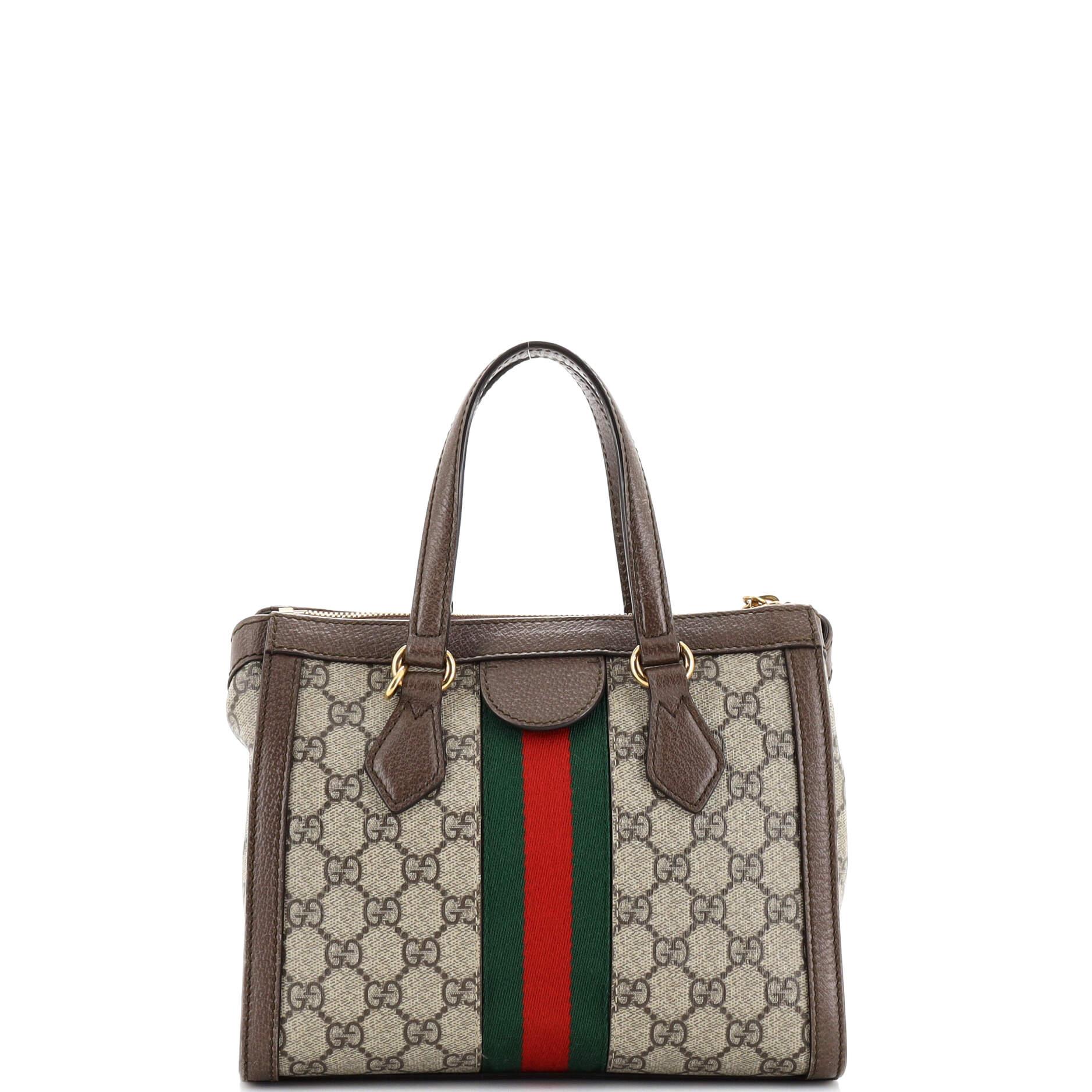 Gucci Ophidia Top Handle Tote GG Coated Canvas Small In Good Condition For Sale In NY, NY