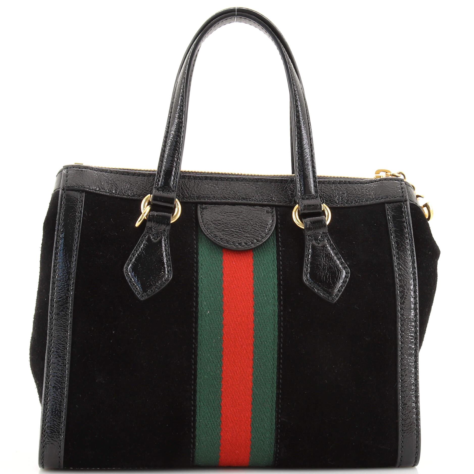Black Gucci Ophidia Top Handle Tote Suede Small