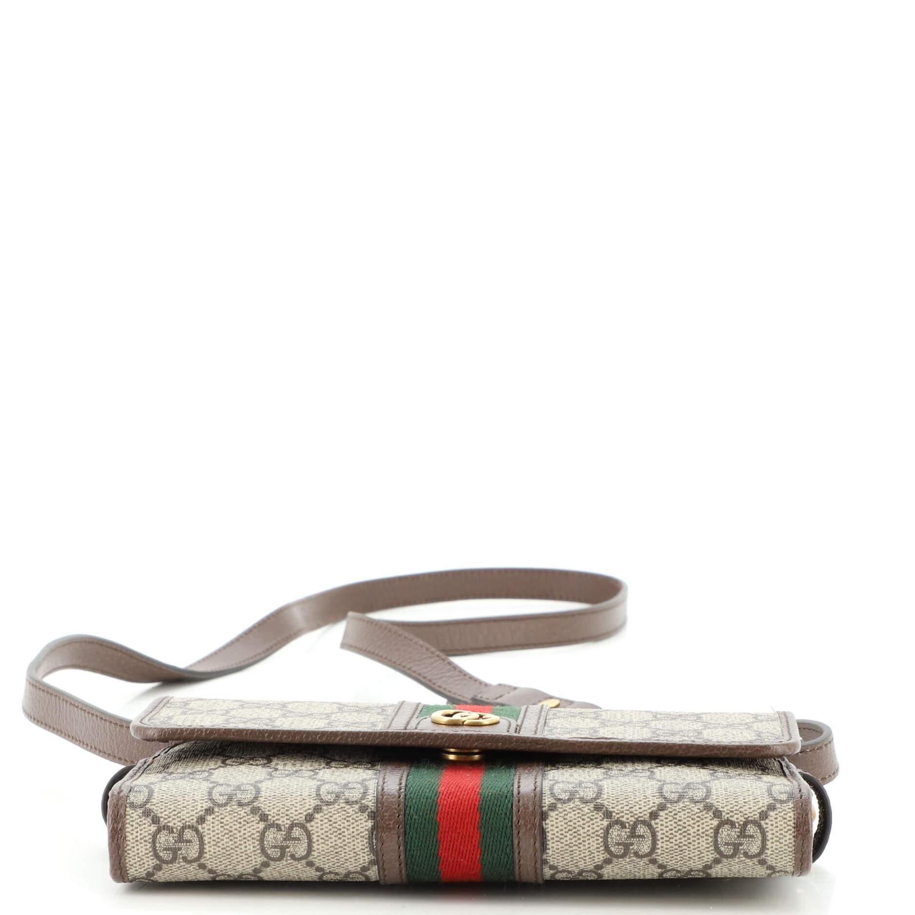 Gucci Ophidia Trifold Wallet Crossbody Bag GG Coated Canvas Mini In Good Condition In NY, NY