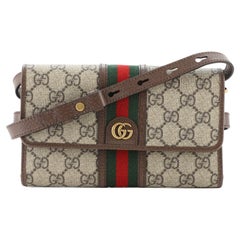Gucci Ophidia Trifold Wallet Crossbody Bag GG Coated Canvas Mini