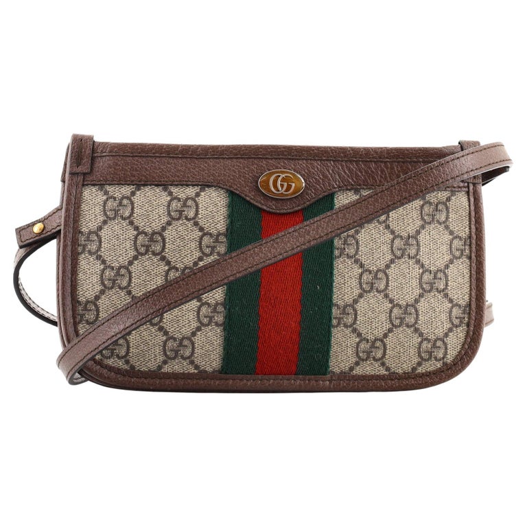 Gucci Ophidia Triple Flat Crossbody Bag GG Coated Canvas Mini at 1stDibs