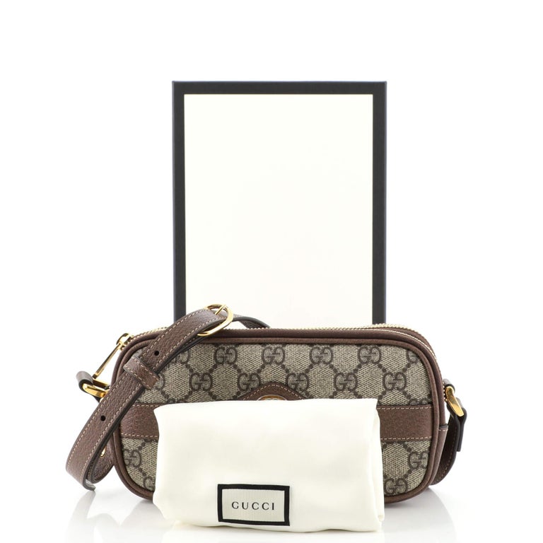 Gucci Ophidia Triple Zip Crossbody Bag GG Coated Canvas Mini For Sale