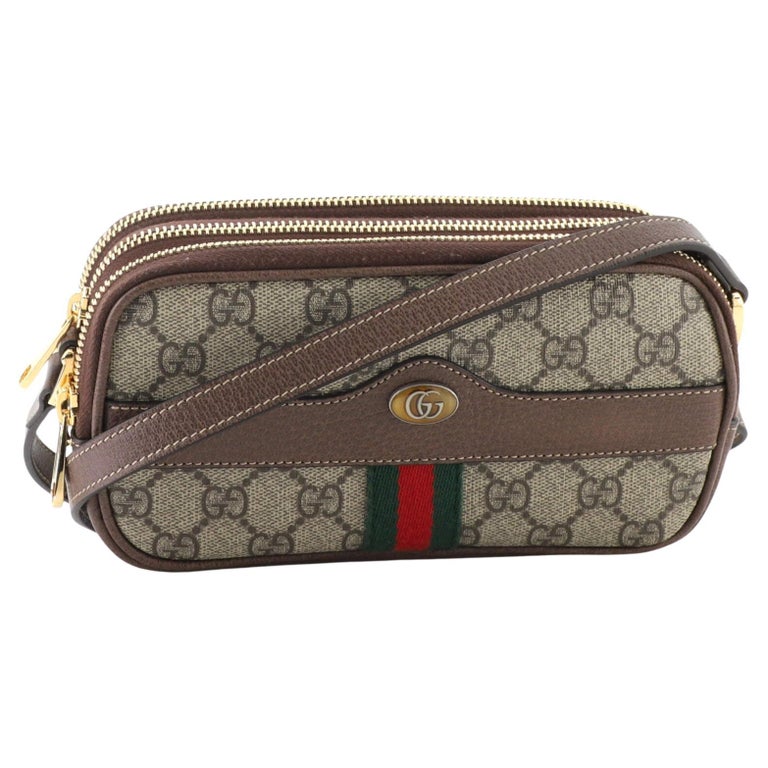 Gucci Ophidia Triple Zip Crossbody Bag GG Coated Canvas Mini For Sale