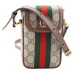 Gucci Ophidia Vertical Flap Crossbody Bag GG Coated Canvas Mini