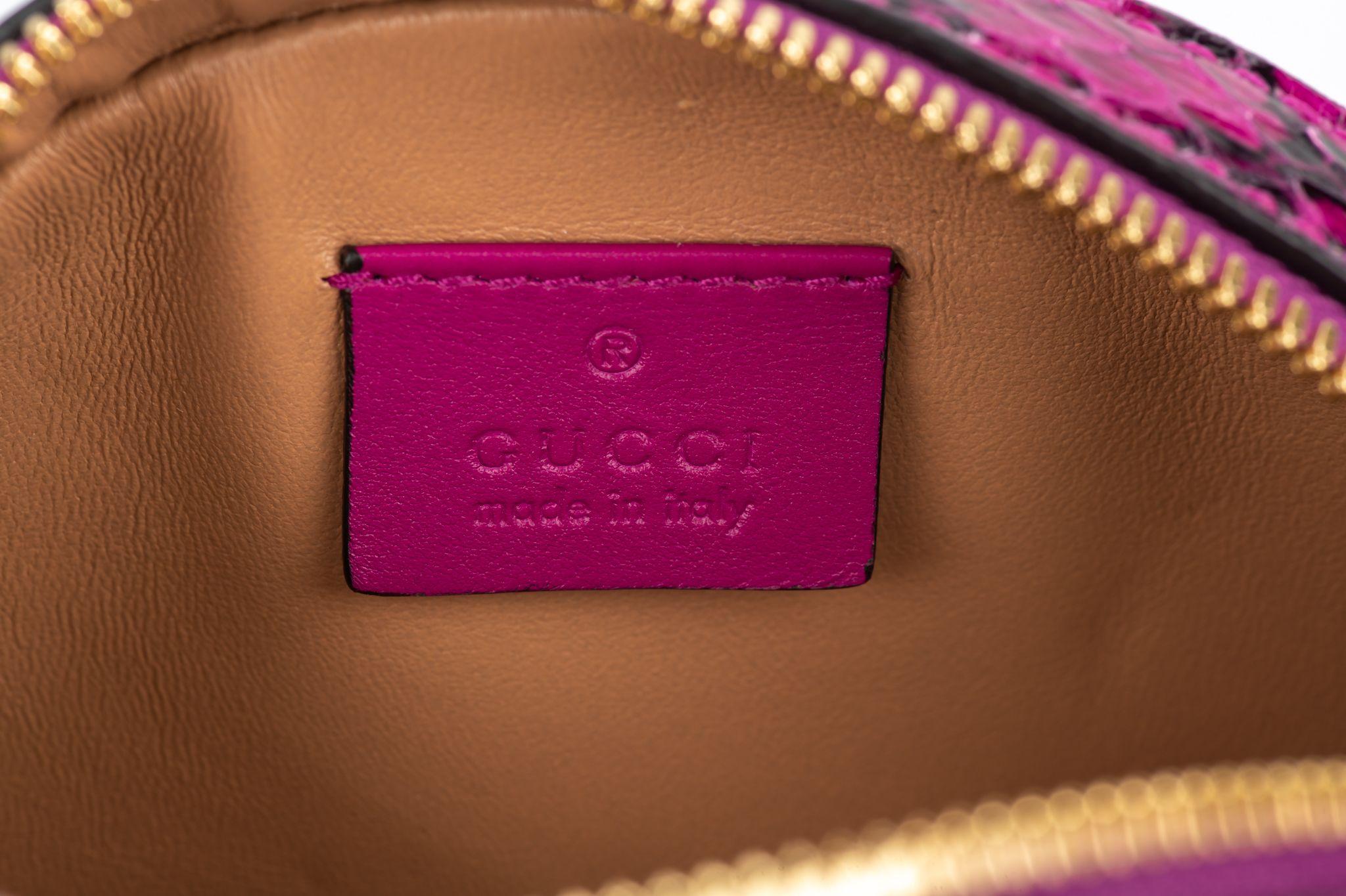 GUCCI Ophidia Watersnake Purple Mini Round Bag New in Box For Sale 4