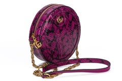 GUCCI Ophidia Watersnake Purple Mini Round Bag New in Box