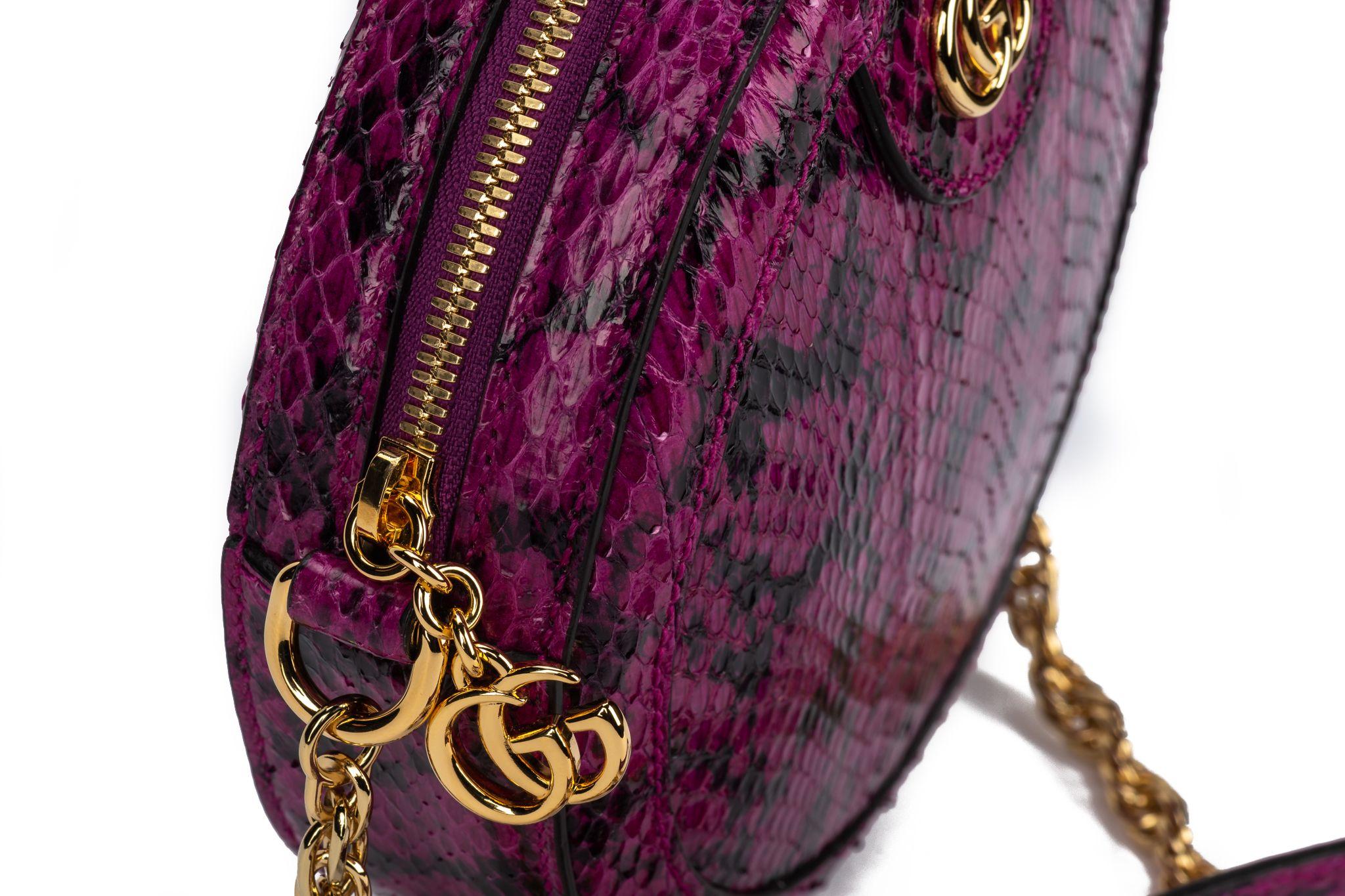 GUCCI Ophidia Watersnake Purple Mini Round Bag New in Box  For Sale 1